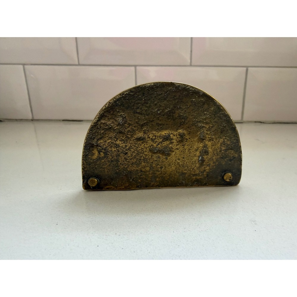 Vintage Brass Cat Letter Holder Napkin Stand Fireplace Feline Desk Decor - Picture 3 of 4